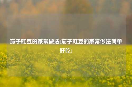 茄子豇豆的家常做法(茄子豇豆的家常做法简单好吃)