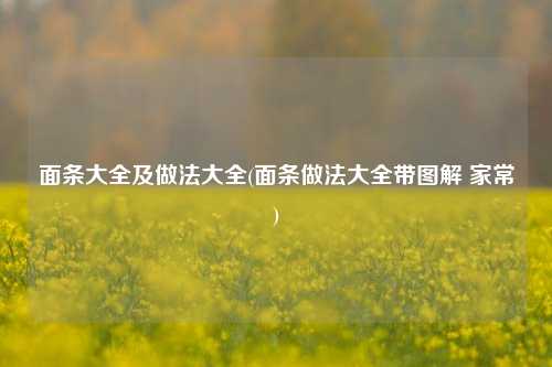 面条大全及做法大全(面条做法大全带图解 家常)